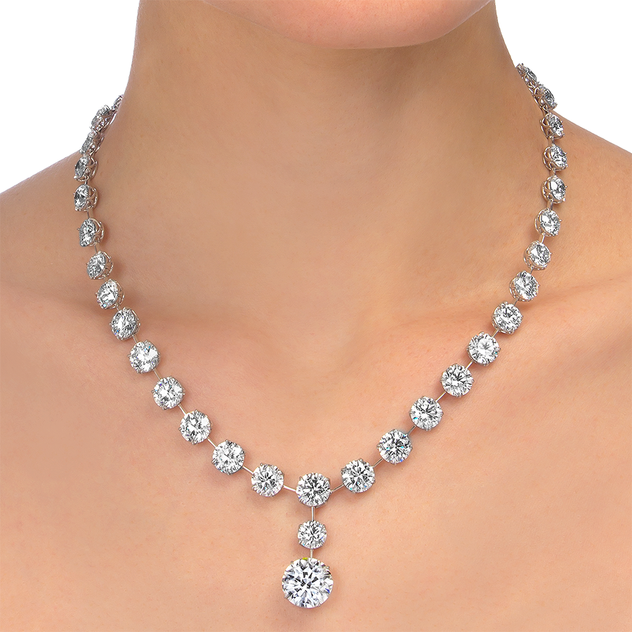 POISE : ROUND BRILLIANT CUT DIAMOND NECKLACE