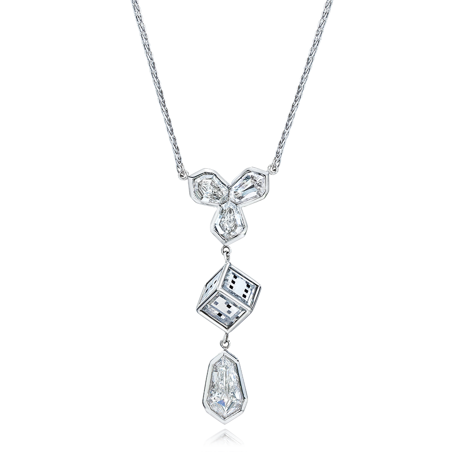 DIAMOND DICE AND FANCY CUTS NECKLACE, PLATINUM