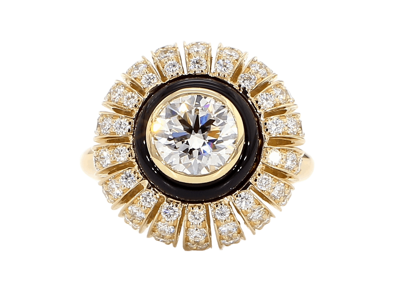 TORUS RING 2.58 CTTW, 1.31 BR G VVS1, GIA #6235574659, 1.27 MELEE, BLACK ONYX, 18K ROSE