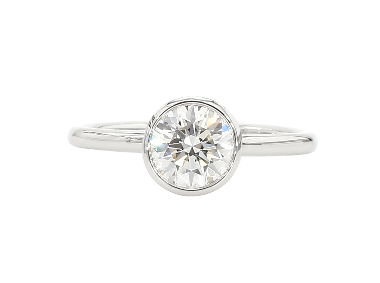 BEZEL DIAMOND RING, GIA, 2017, report no. 2254711037: 1.03 carats, EX, EX, F VS1