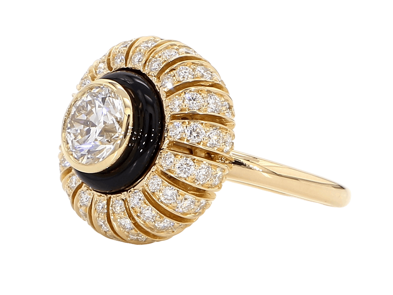 TORUS RING 2.58 CTTW, 1.31 BR G VVS1, GIA #6235574659, 1.27 MELEE, BLACK ONYX, 18K ROSE