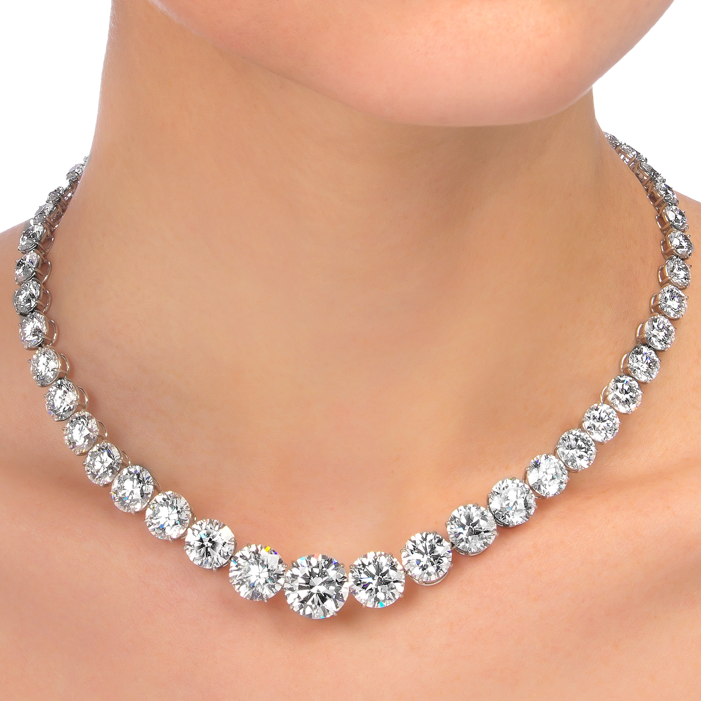 MONACO, BRILLIANT CUT DIAMOND NECKLACE, GIA CERTIFIED TRIPLE EXCELLENT