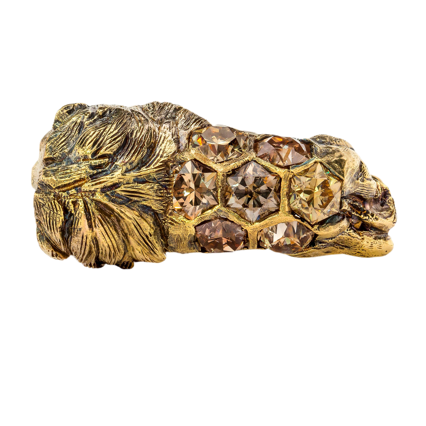 LION RING, 5.56 cttw, HONEYCOMB-HEXAGON DIAMONDS, 18K