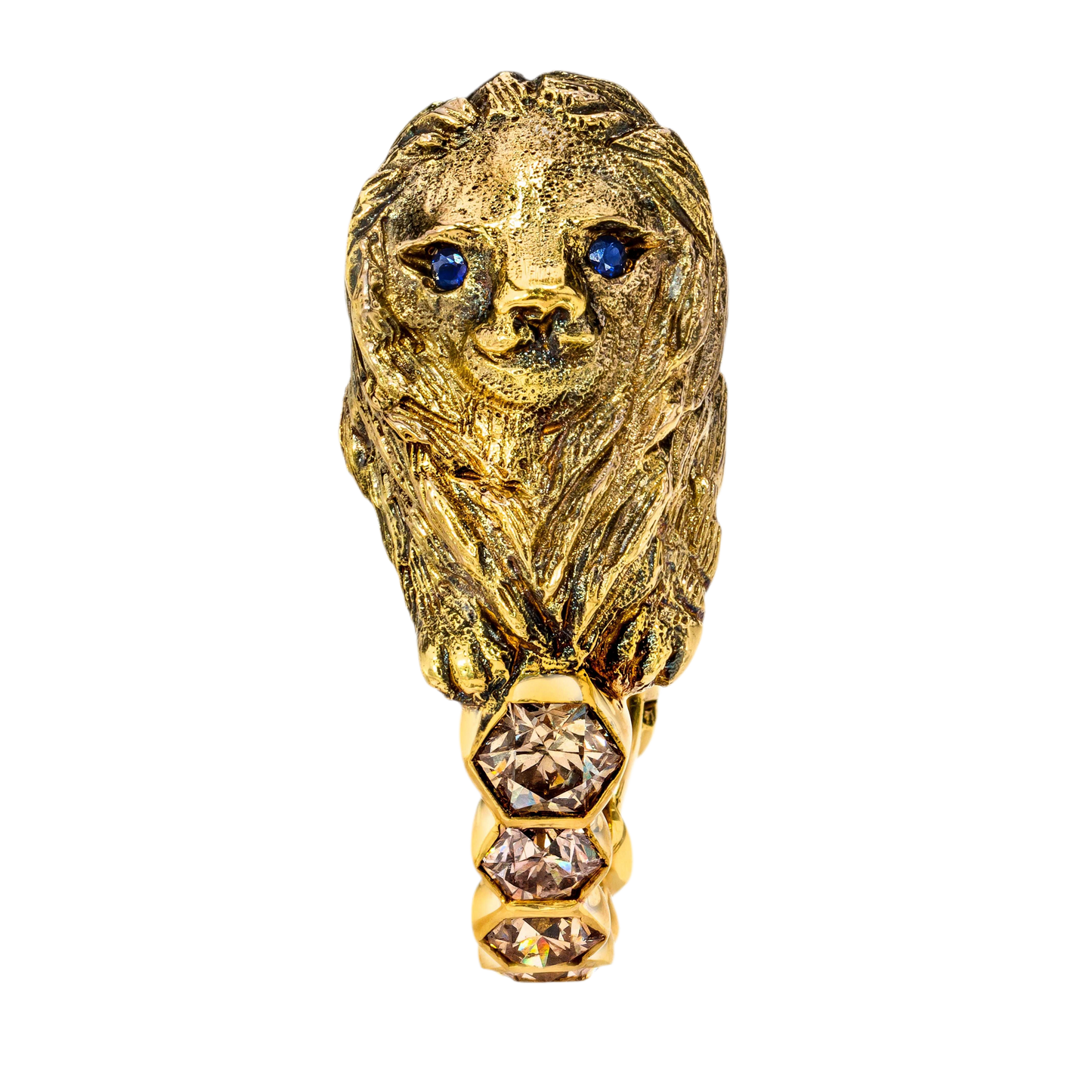 LION RING, 5.56 cttw, HONEYCOMB-HEXAGON DIAMONDS, 18K