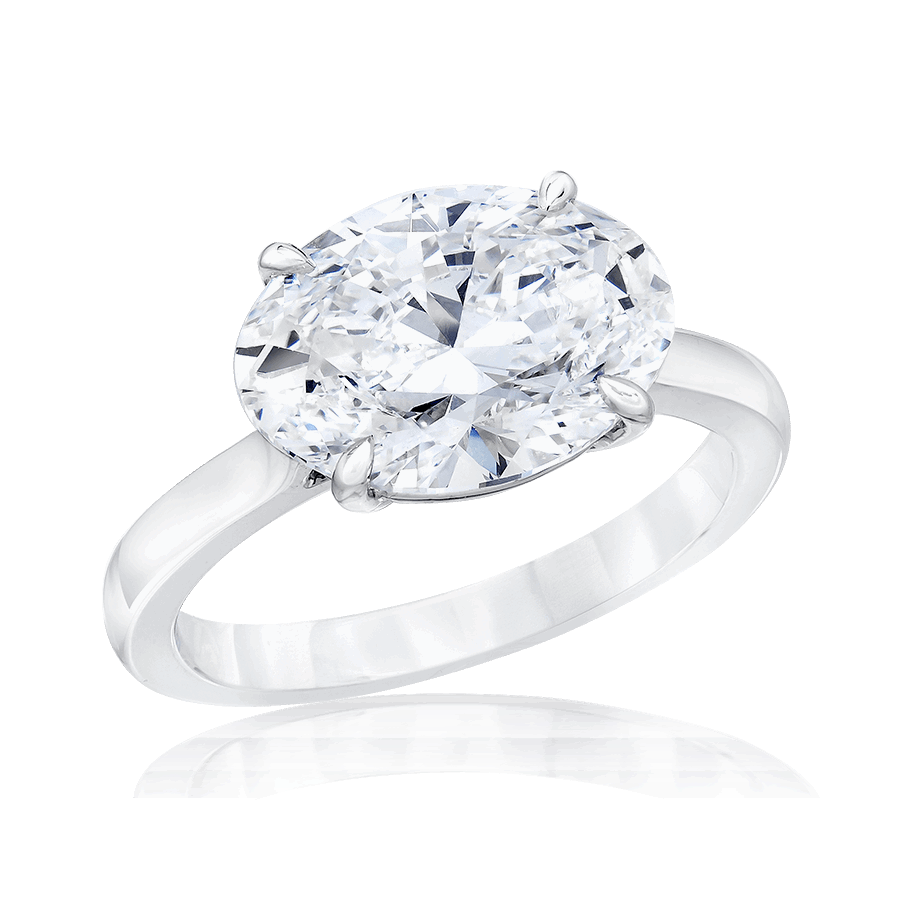 OVAL SOLITAIRE RING, 3 CARAT, G VS2, 18k, GIA
