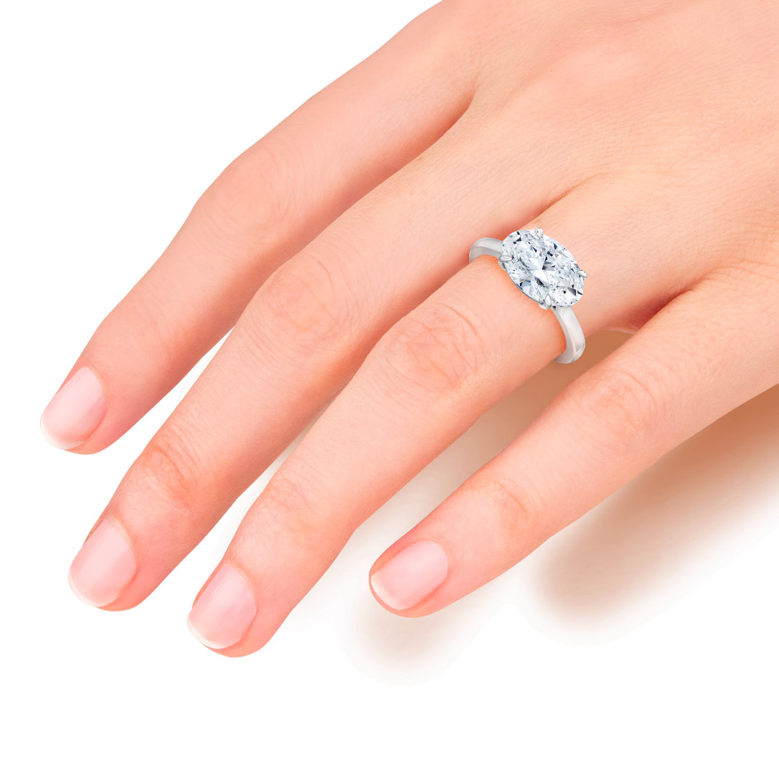 ENGAGEMENT RING OVAL CUT DIAMOND, 18K GOLD OR PLATINUM