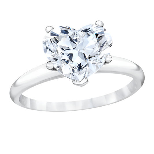 ENGAGEMENT RING HEART SHAPE DIAMOND , 18K GOLD OR PLATINUM