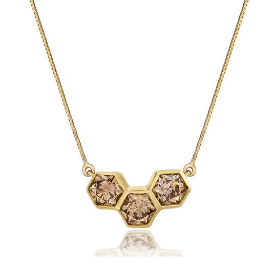 HONEYCOMB BRILLIANT CUT NECKLACE, 1CTTW, 18K