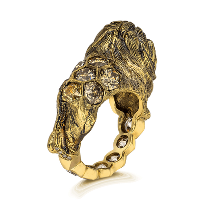 LION RING, 5.56 cttw, HONEYCOMB-HEXAGON DIAMONDS, 18K