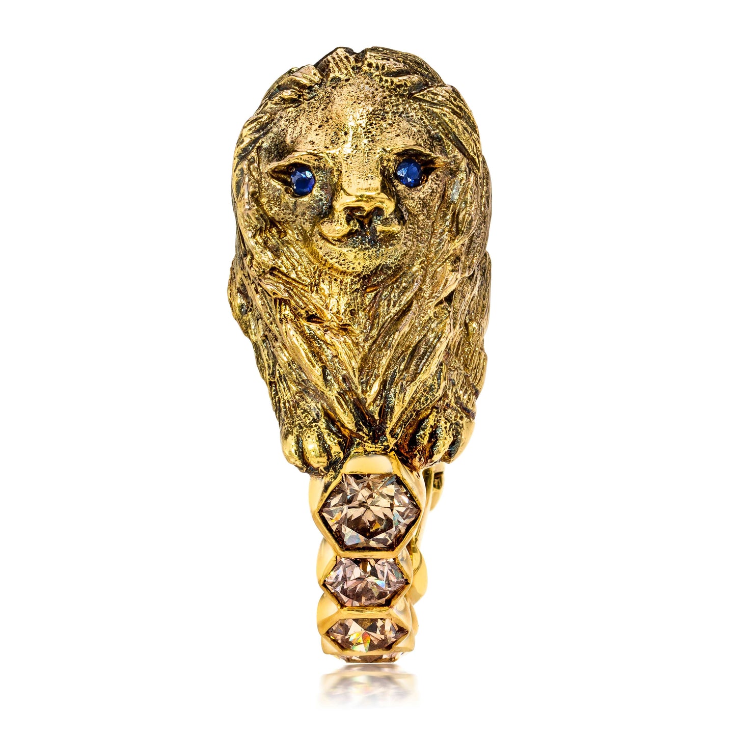 LION RING, 5.56 cttw, HONEYCOMB-HEXAGON DIAMONDS, 18K