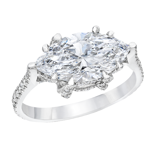 ENGAGEMENT RING MARQUISE CUT DIAMOND, 18K GOLD OR PLATINUM