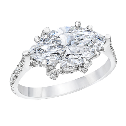 ENGAGEMENT RING MARQUISE CUT DIAMOND, 18K GOLD OR PLATINUM