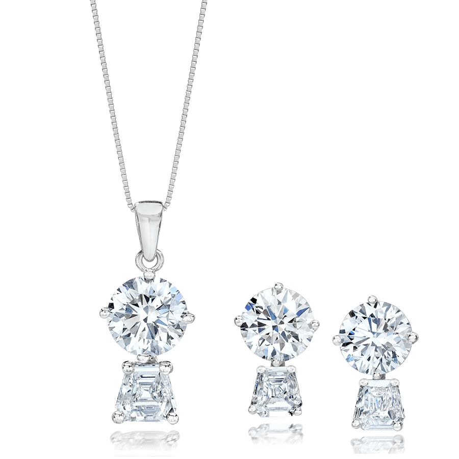 ROUND AND TRAPEZOID DIAMOND SET, 18K