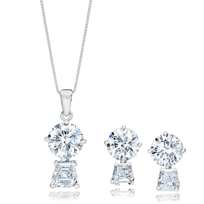 ROUND AND TRAPEZOID DIAMOND SET, 18K