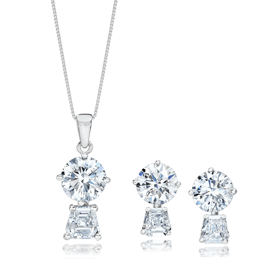 ROUND AND TRAPEZOID DIAMOND SET, 18K