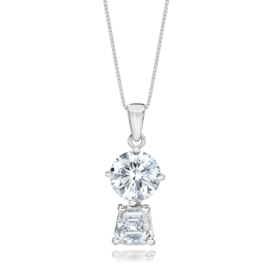 ROUND AND TRAPEZOID DIAMOND SET, 18K