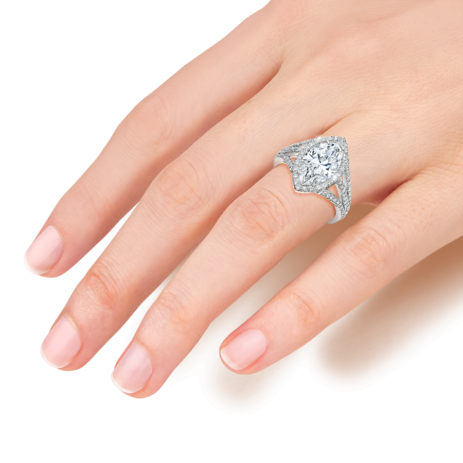 ENGAGEMENT RING MARQUISE CUT DIAMOND, 18K GOLD OR PLATINUM