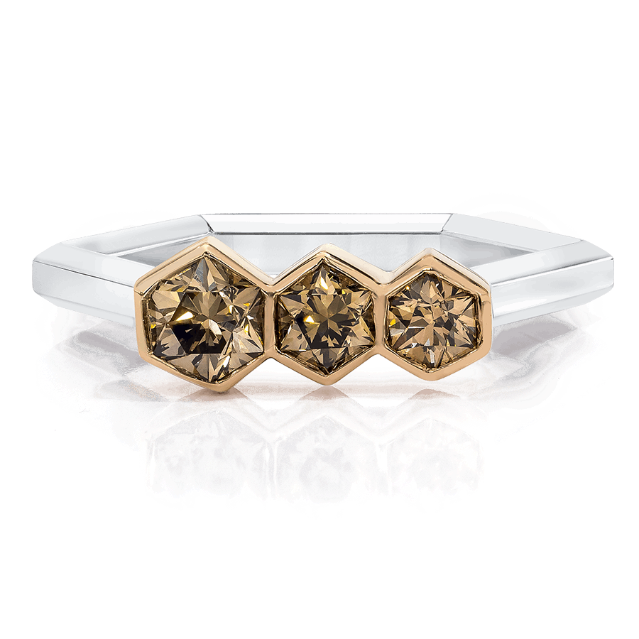 HONEYCOMB DIAMOND RING, 0.68 CTTW, PLATINUM and 18K ROSE GOLD