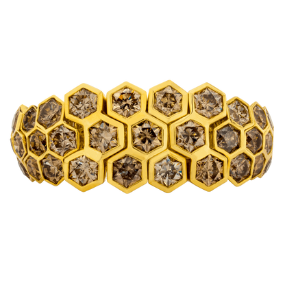 HONEYCOMB BRILLIANT CUT DIAMOND RING, 16.50 CTTW, 66 DIAMONDS, 18K YELLOW