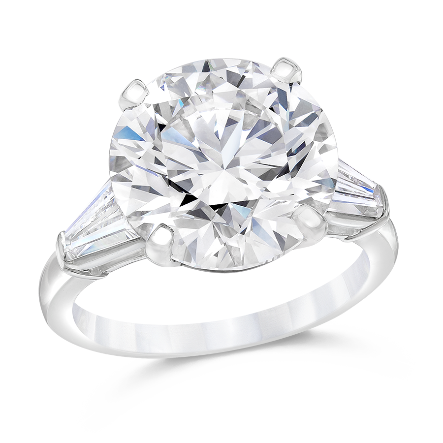 ENGAGEMENT RING, ROUND AND TAPERED BAGUETTES, 18K OR PLATINUM