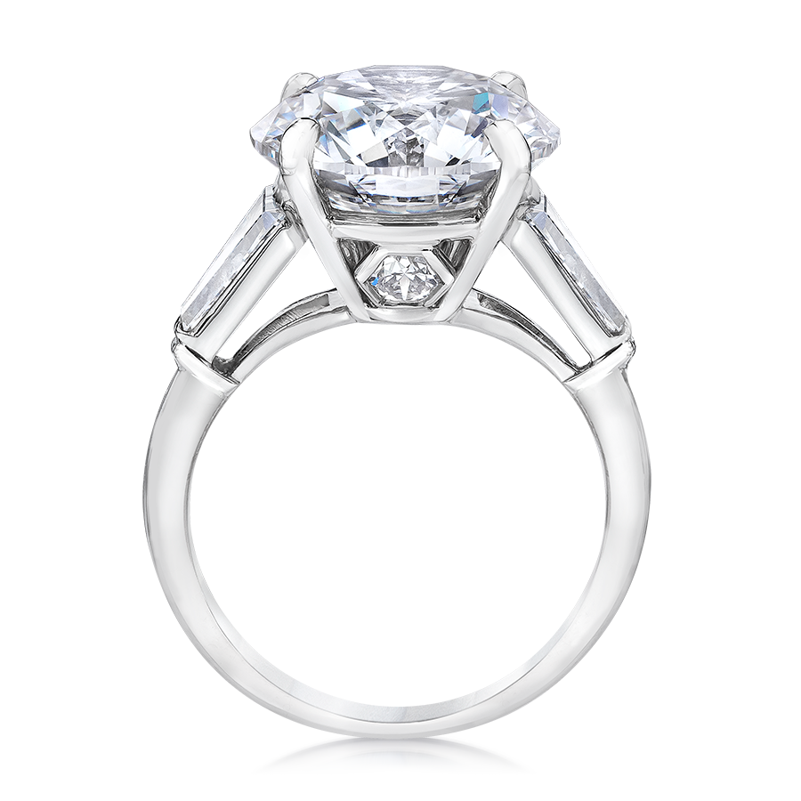 ENGAGEMENT RING, ROUND AND TAPERED BAGUETTES, 18K OR PLATINUM