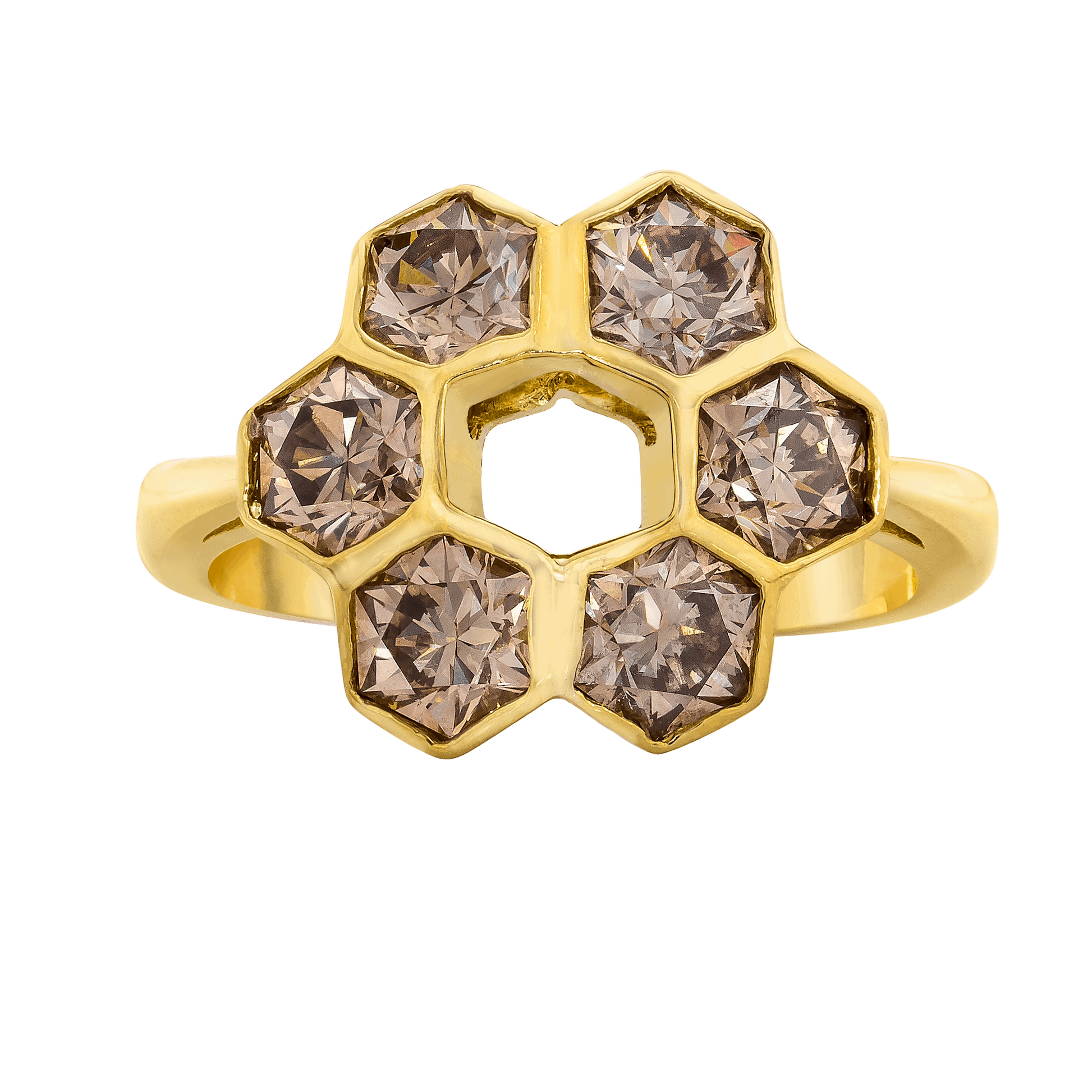 HEXAGON DIAMOND RING, 1CTTW, 18K YELLOW