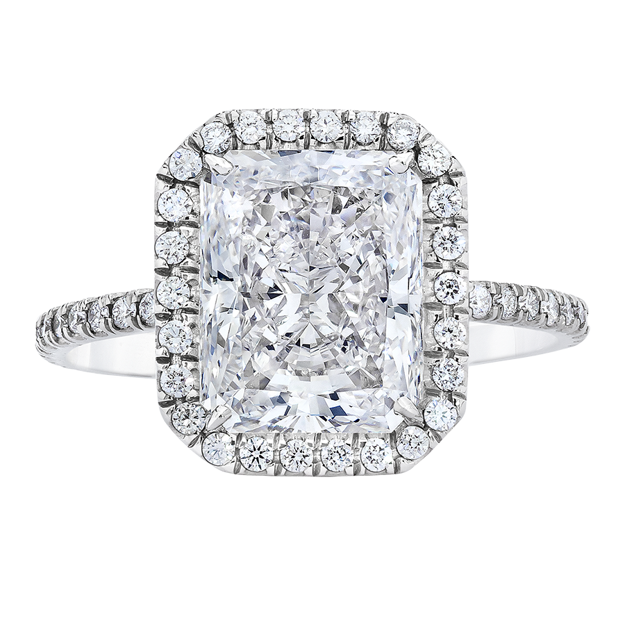 ENGAGEMENT RING RADIANT CUT DIAMOND, 18K GOLD OR PLATINUM