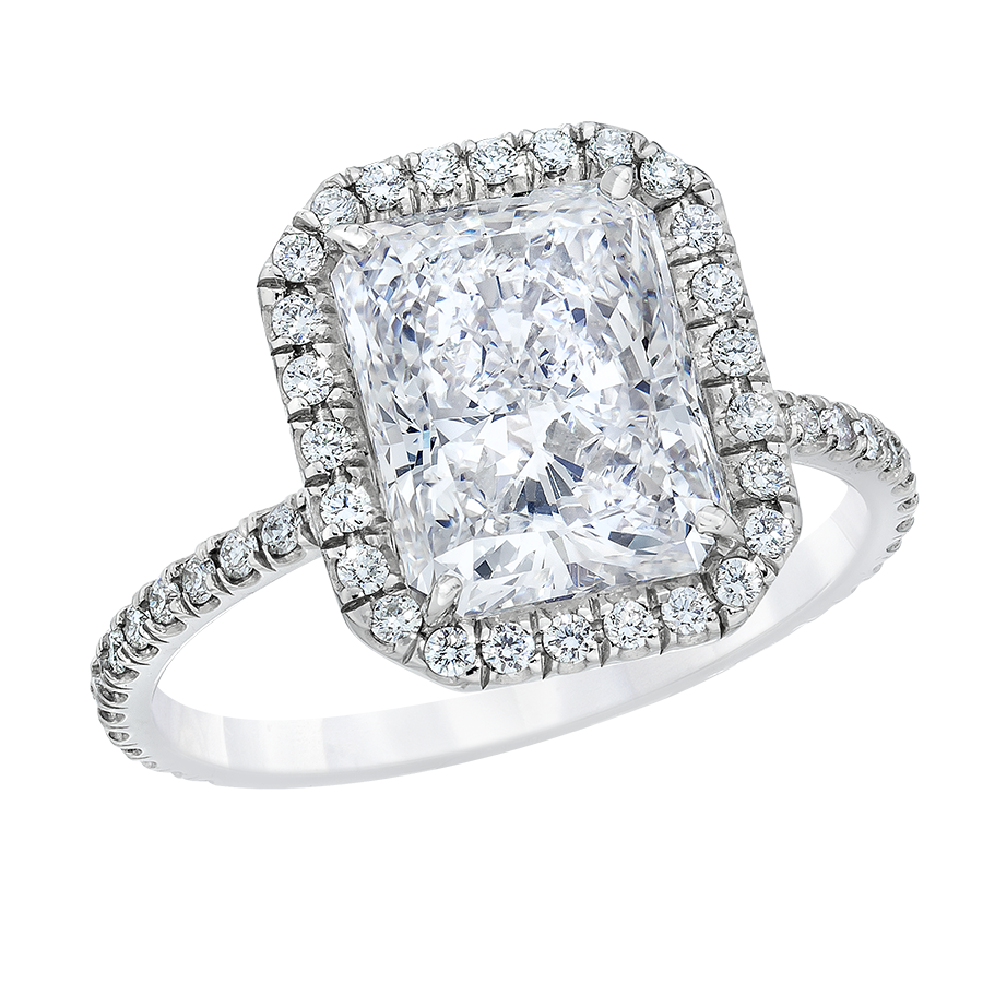 ENGAGEMENT RING RADIANT CUT DIAMOND, 18K GOLD OR PLATINUM