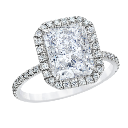 ENGAGEMENT RING RADIANT CUT DIAMOND, 18K GOLD OR PLATINUM