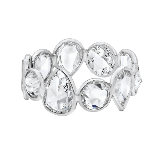 ROSE CUT ROUND AND PEAR SHAPE DIAMOND BAND, 2.75 CTTW, 18K WHITE