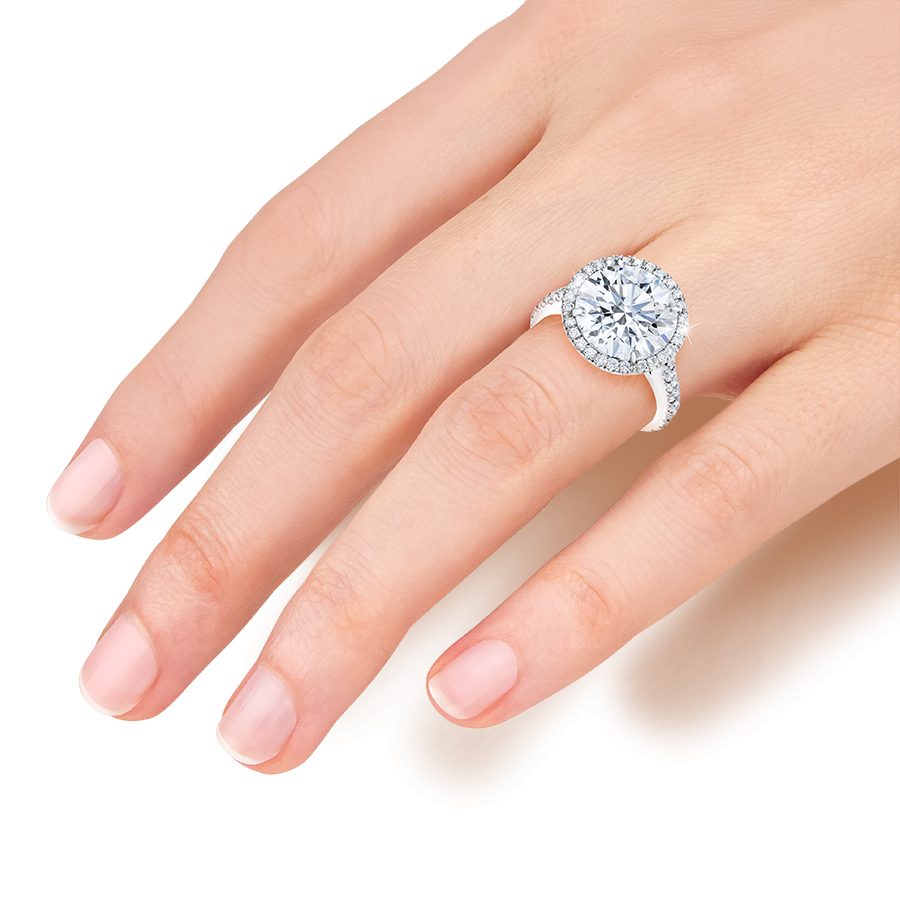 ENGAGEMENT RING ROUND BRILLIANT CUT DIAMOND, 18K GOLD OR PLATINUM