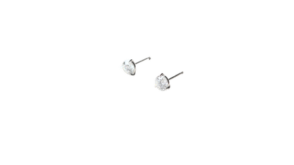 ROUND GIA TRIPLE EXCELLENT DIAMOND STUDS, 1.03 AND 1.01 CARATS, F VS1, 18k WHITE GOLD