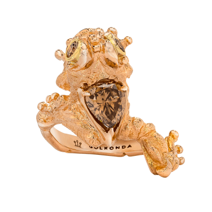 FROG RING, 1.25 CTTW, 1.05 CT CINAMMON COLORED PEAR SHAPE DIAMOND, 18K ROSE GOLD