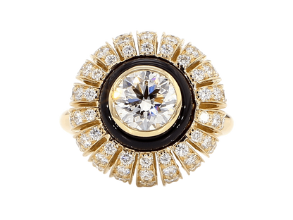 TORUS RING 2.58 CTTW, 1.31 BR G VVS1, GIA #6235574659, 1.27 MELEE, BLACK ONYX, 18K ROSE
