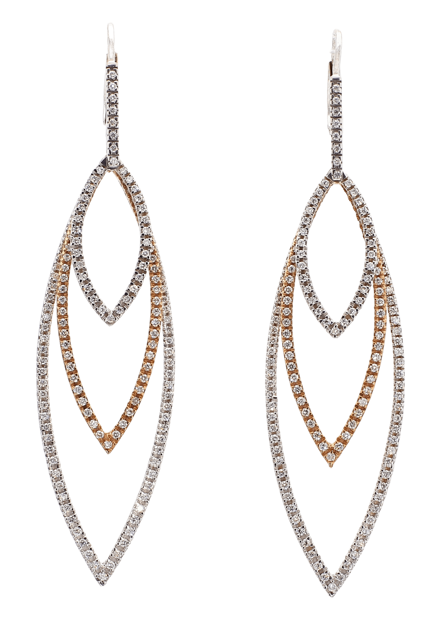 TRI COLOR DIAMOND EARRINGS, 1.27 CTTW, 18K