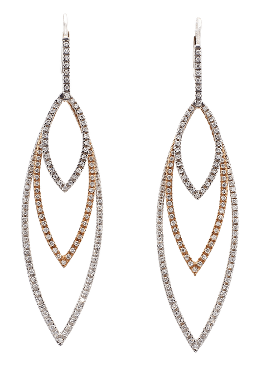 TRI COLOR DIAMOND EARRINGS, 1.27 CTTW, 18K