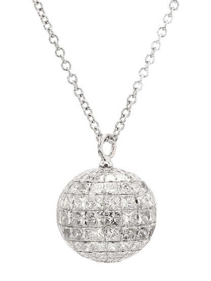 DIAMOND SPHERE NECKLACE WITH PRINCESS AND TRIANGULAR CUTS, 10.93 CTTW, 18K