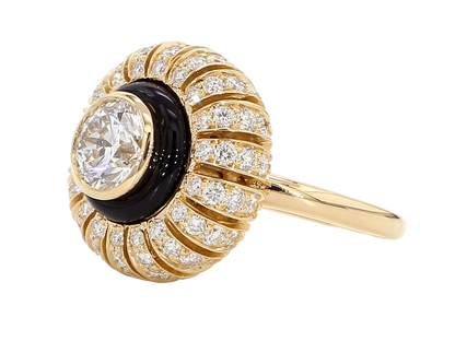 TORUS RING 2.58 CTTW, 1.31 BR G VVS1, GIA #6235574659, 1.27 MELEE, BLACK ONYX, 18K ROSE