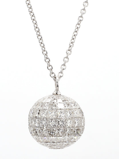 DIAMOND SPHERE NECKLACE WITH PRINCESS AND TRIANGULAR CUTS, 10.93 CARAT TOTAL WEIGHT, 18K