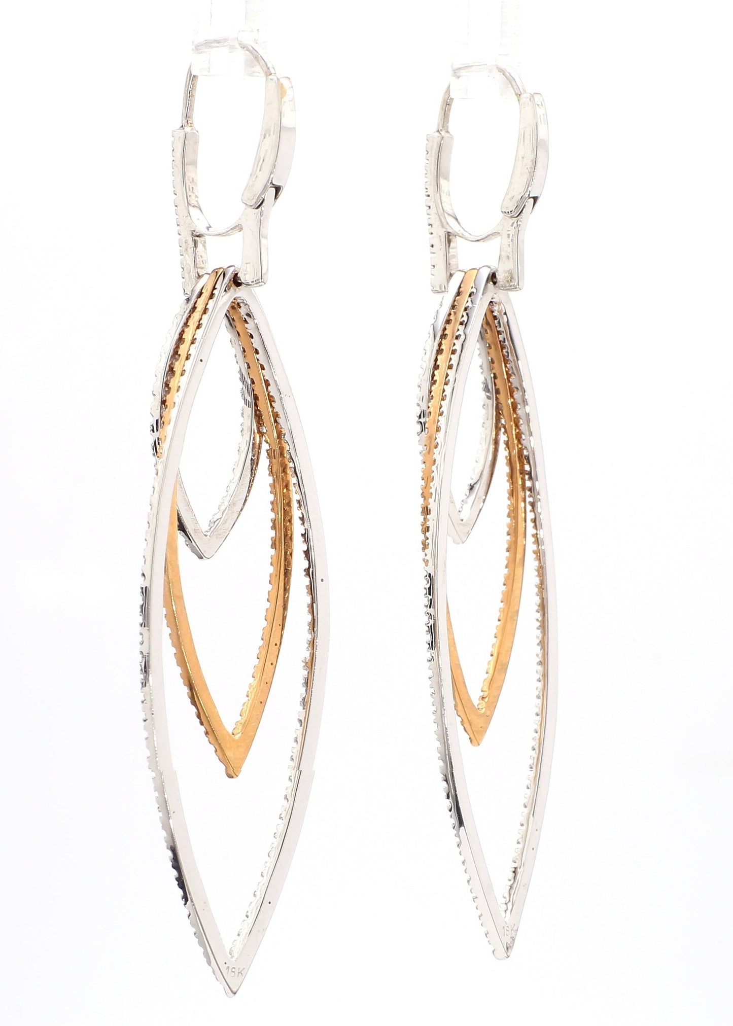 TRI COLOR DIAMOND EARRINGS, 1.27 CTTW, 18K