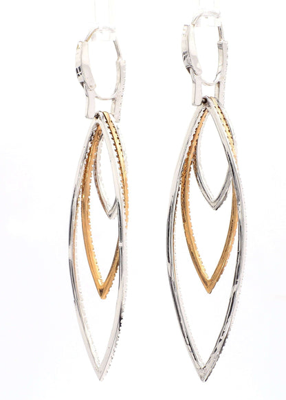 TRI COLOR DIAMOND EARRINGS, 1.27 CTTW, 18K