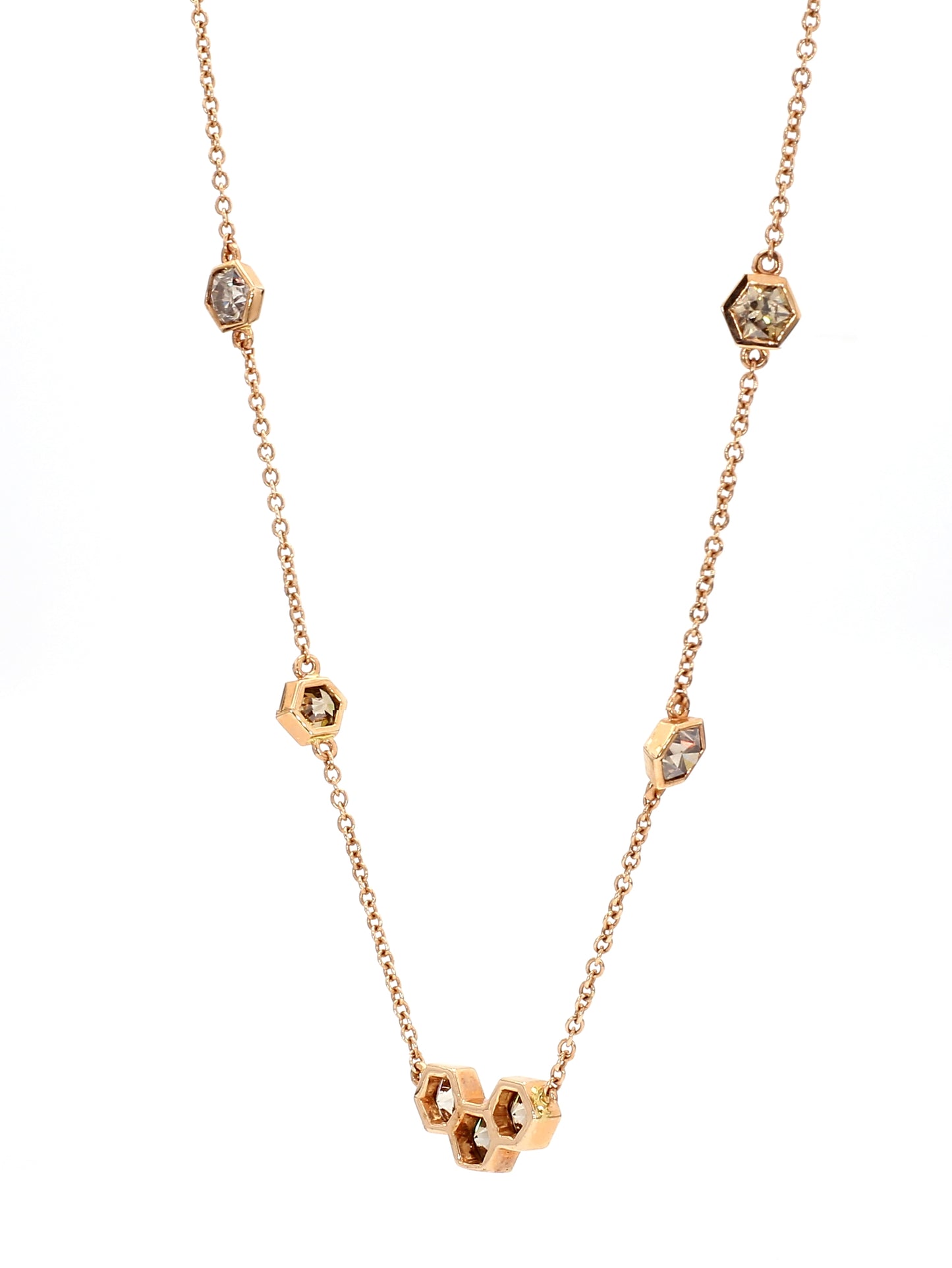 🐝. DIAMONDS NECKLACE, 5.94 CARATS, 18K