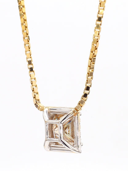 PRINCESS CUT DIAMOND NECKLACE, 3.02 CARAT, FANCY BROWN -YELLOW FRAMED WITH WHITE DIAMONDS, 14K YELLOW