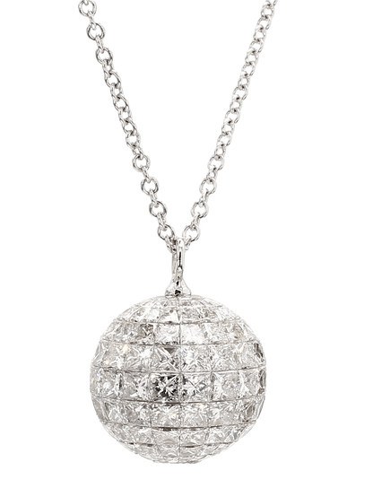 DIAMOND SPHERE NECKLACE WITH PRINCESS AND TRIANGULAR CUTS, 10.93 CTTW, 18K