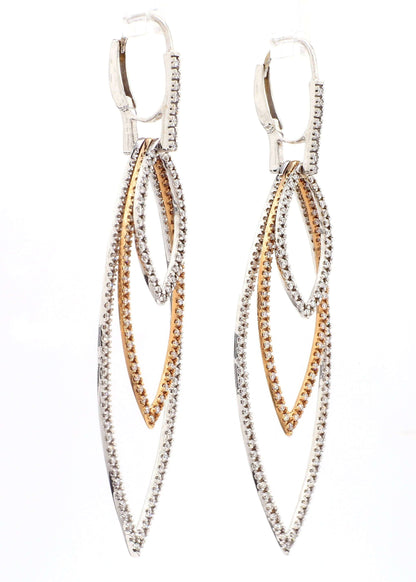 TRI COLOR DIAMOND EARRINGS, 1.27 CTTW, 18K