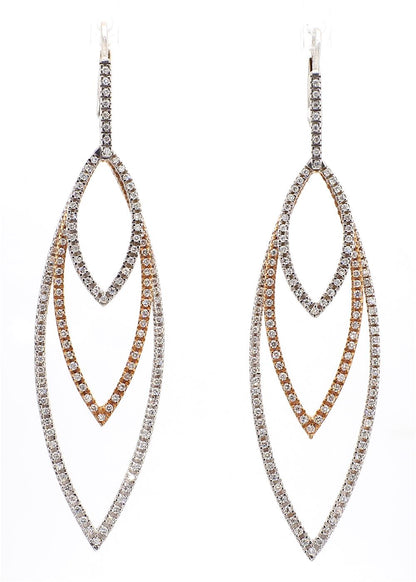 TRI COLOR DIAMOND EARRINGS, 1.27 CTTW, 18K