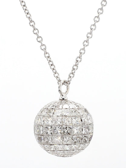 DIAMOND SPHERE NECKLACE WITH PRINCESS AND TRIANGULAR CUTS, 10.93 CARAT TOTAL WEIGHT, 18K